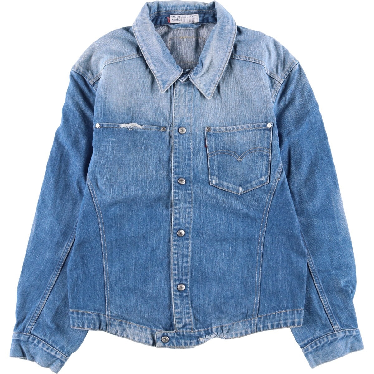 古着 00年代 リーバイス Levi's ENGINEERED エンジニアード 70100-0860 ユーロモデル 立体裁断 デニムジャケット メンズXL相当/eaa588758