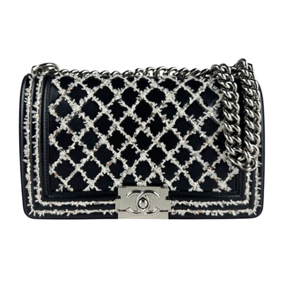 シャネル CHANEL ショルダーバッグ ボーイシャネル レザー ブラック/ホワイト レディース【中古】 z10441
