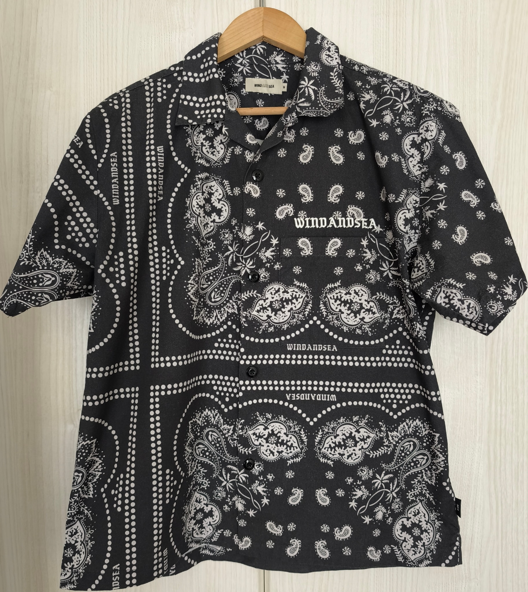 WIND AND SEA Black Bandana Open Collar Shirt "Black"