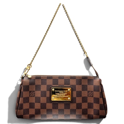 LOUIS VUITTON 極美品 ルイヴィトン エヴァ ダミエ エベヌ 2way ショルダーバッグ チェーンハンドバッグ N55213 PVC レザー DU4151 ブラウン ワンショルダー セミショルダー クロスボディ LV Aランク 中古 鑑定済