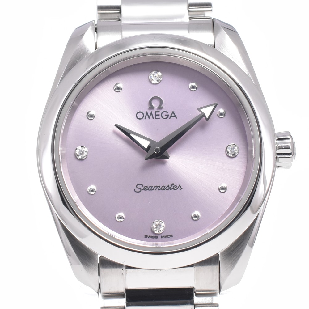 オメガ OMEGA 220.10.28.60.60.001 シーマスター アクアテラ 4P ダイヤモンド クォーツ レディース 美品 保証書付き 腕時計 C#149694