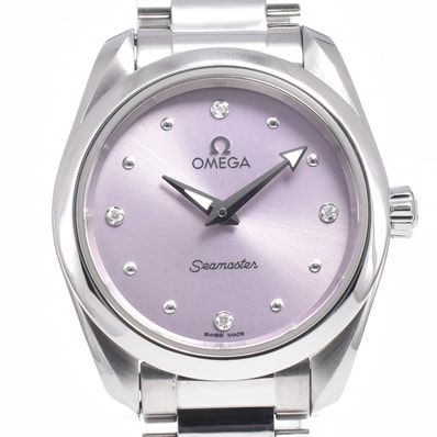 オメガ OMEGA 220.10.28.60.60.001 シーマスター アクアテラ 4P ダイヤモンド クォーツ レディース 美品 保証書付き 腕時計 C#149694
