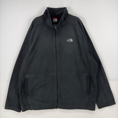 古着 ザ・ノースフェイス THE NORTH FACE ジャケット フリース 刺繍 大きいサイズ フルジップ ロゴ 2XL ブラック系 メンズ