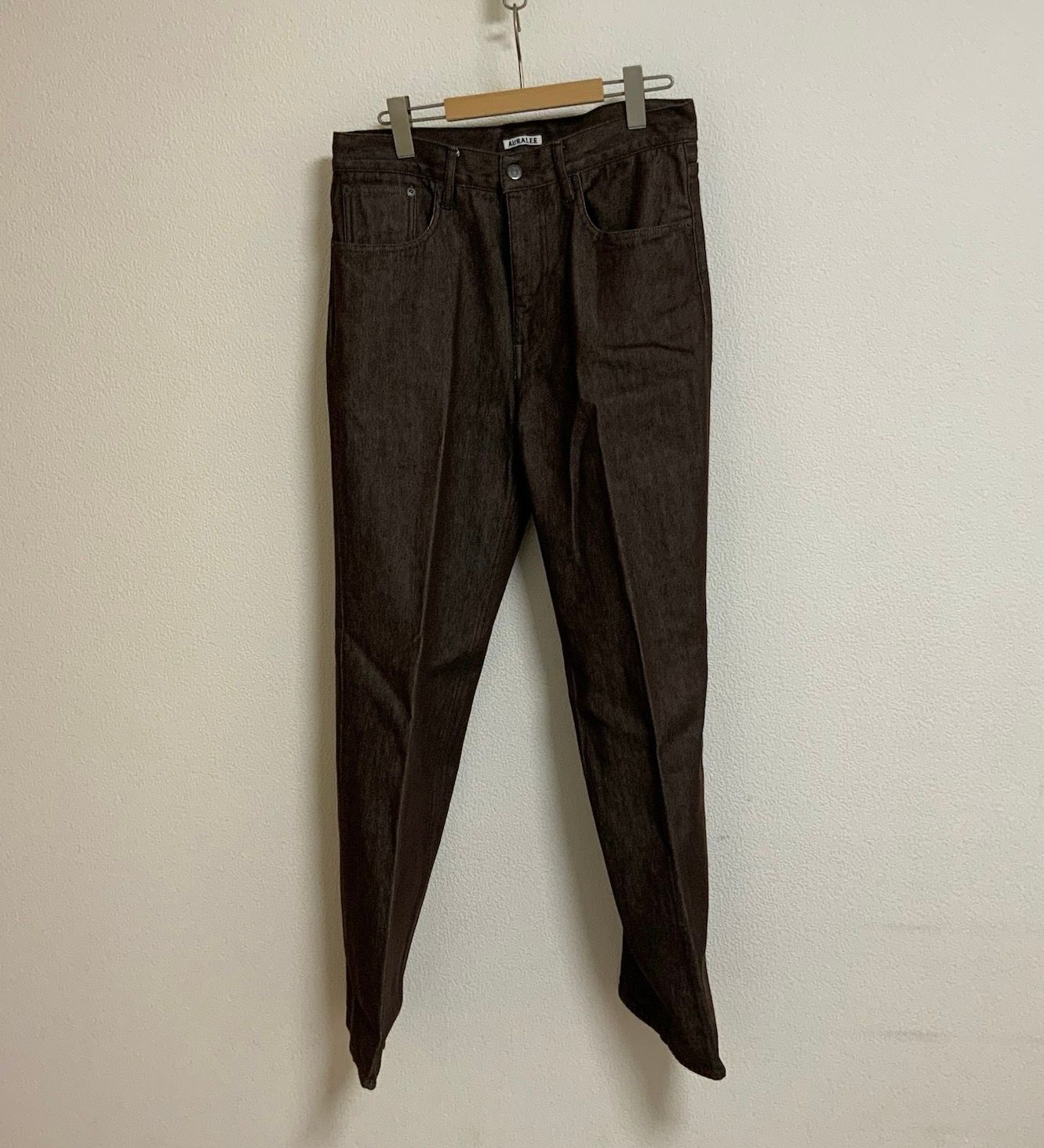 AURALEE Hard Twist Brown Denim 5P Pants "Mocha Brown"