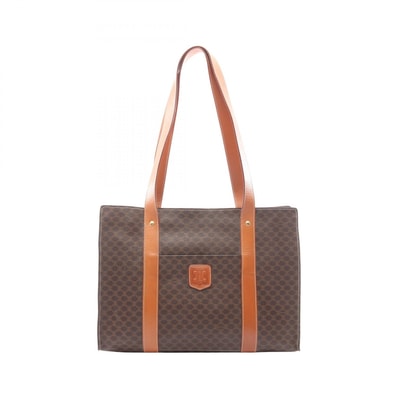 セリーヌ CELINE マカダム トートバッグ バッグ PVCコーティングキャンバス レザー レディース ブラウン系 【中古】