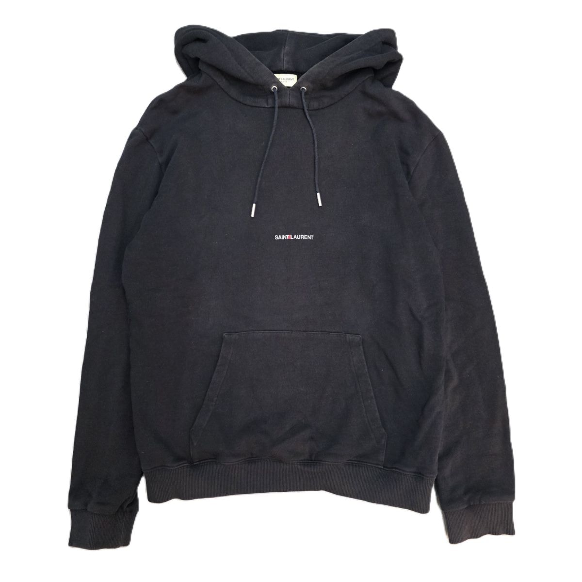 SAINT LAURENT PARIS サンローランパリ スモール ロゴ パーカー フーディー スウェット 17SS パーカー TT09 464581 M コットン ブラック  メンズ【中古】