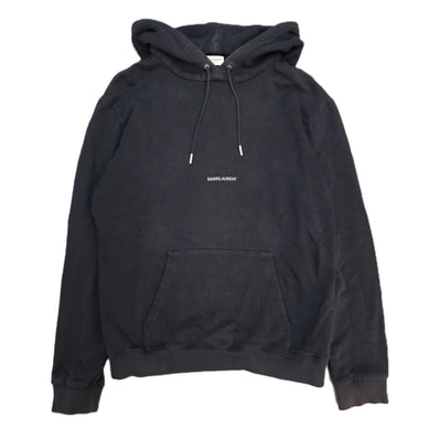 SAINT LAURENT PARIS サンローランパリ スモール ロゴ パーカー フーディー スウェット 17SS パーカー TT09 464581 M コットン ブラック メンズ【中古】