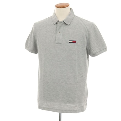 【中古】トミーヒルフィガー TOMMY HILFIGER コットン 鹿の子 半袖ポロシャツ グレー【サイズM】【メンズ】