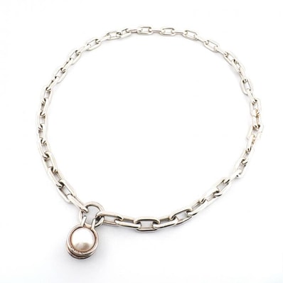 ティファニー TIFFANY&Co. ハードウェア フレッシュウォーター パール シルバー 925 ネックレス【鑑定済み】正規品