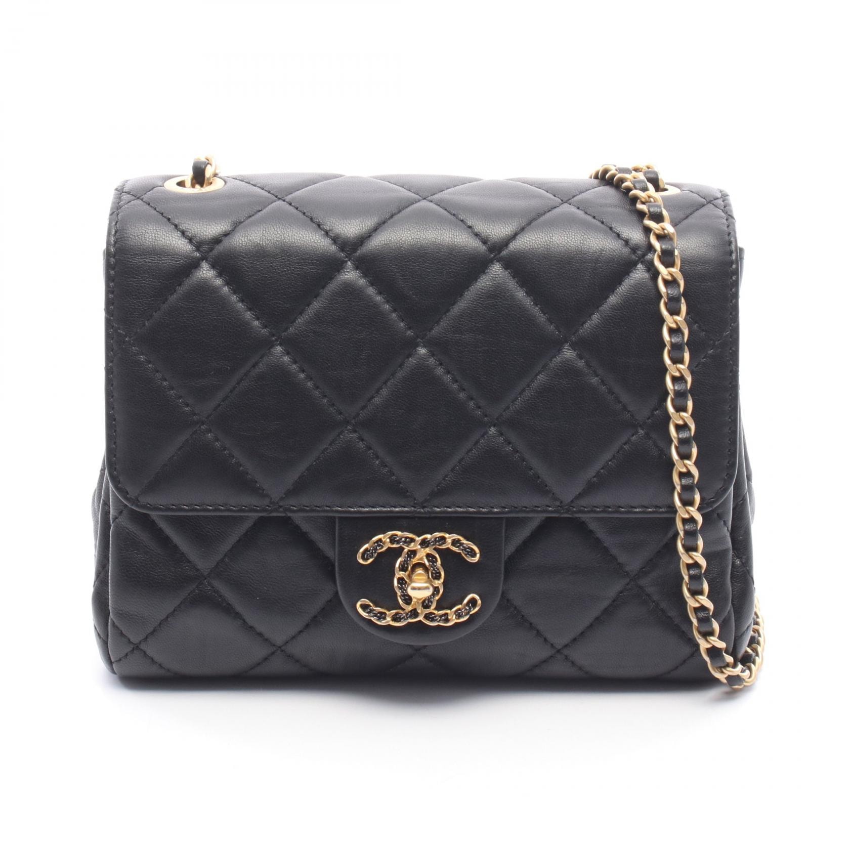 シャネル CHANEL マトラッセ スモールフラップ ショルダーバッグ バッグ ラムスキン(羊革) レディース ブラック系 【中古】