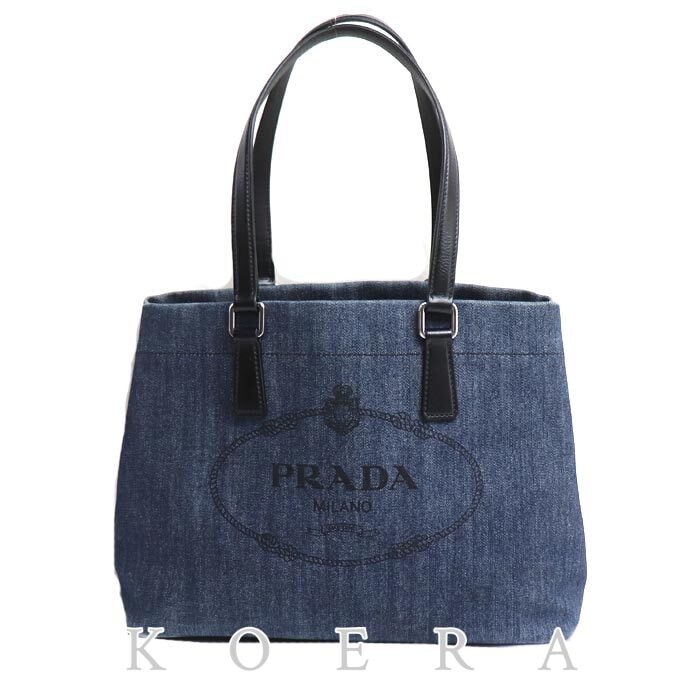 PRADA プラダ デニムトート トートバッグ ブルー 1BG356 レディース【中古】