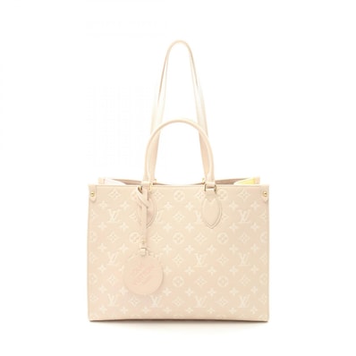 ルイ・ヴィトン LOUIS VUITTON オンザゴーMM ハンドバッグ バッグ レザー モノグラム・アンプラント レディース ピンク系 / イエロー系 / ローズベージュ M46128 【中古】