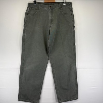 古着 カーハート Carhartt ダック パンツ ダックペインターパンツ 作業着 ワーク ワンポイント 大きいサイズ w40 L34 カーキ系 メンズ