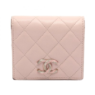 シャネル CHANEL マトラッセ スモールウォレット 二つ折り財布 財布 キャビアスキン(グレインドカーフ) レディース ピンク系 AP3341 【中古】