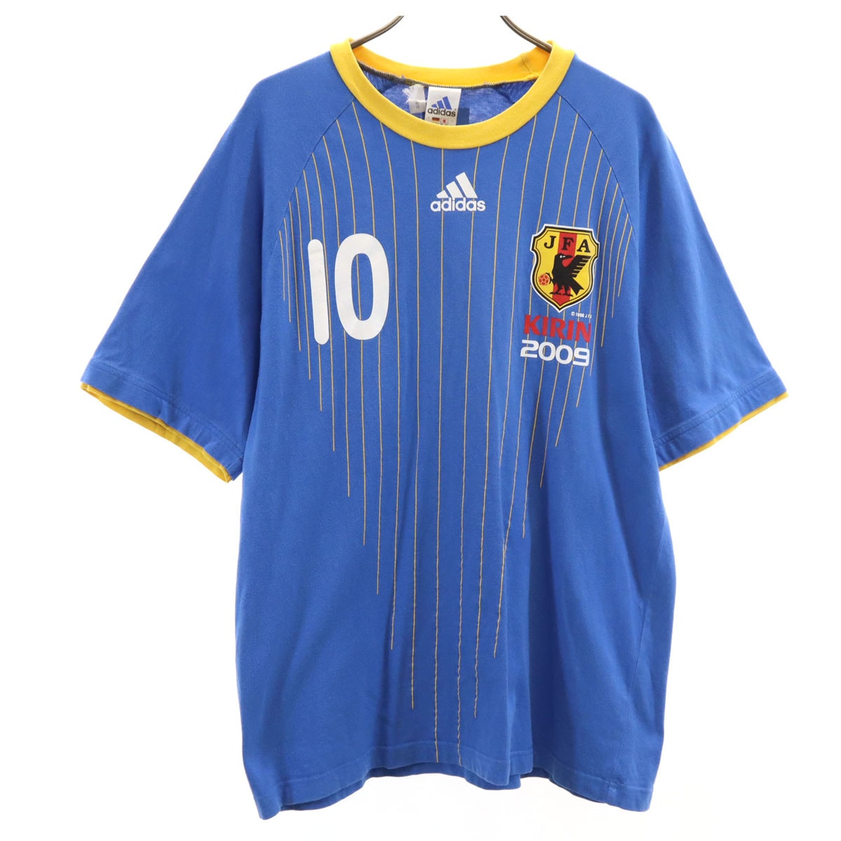 adidas アディダス 半袖 Tシャツ L ブルー系 サッカー 日本代表 キリン 2009
