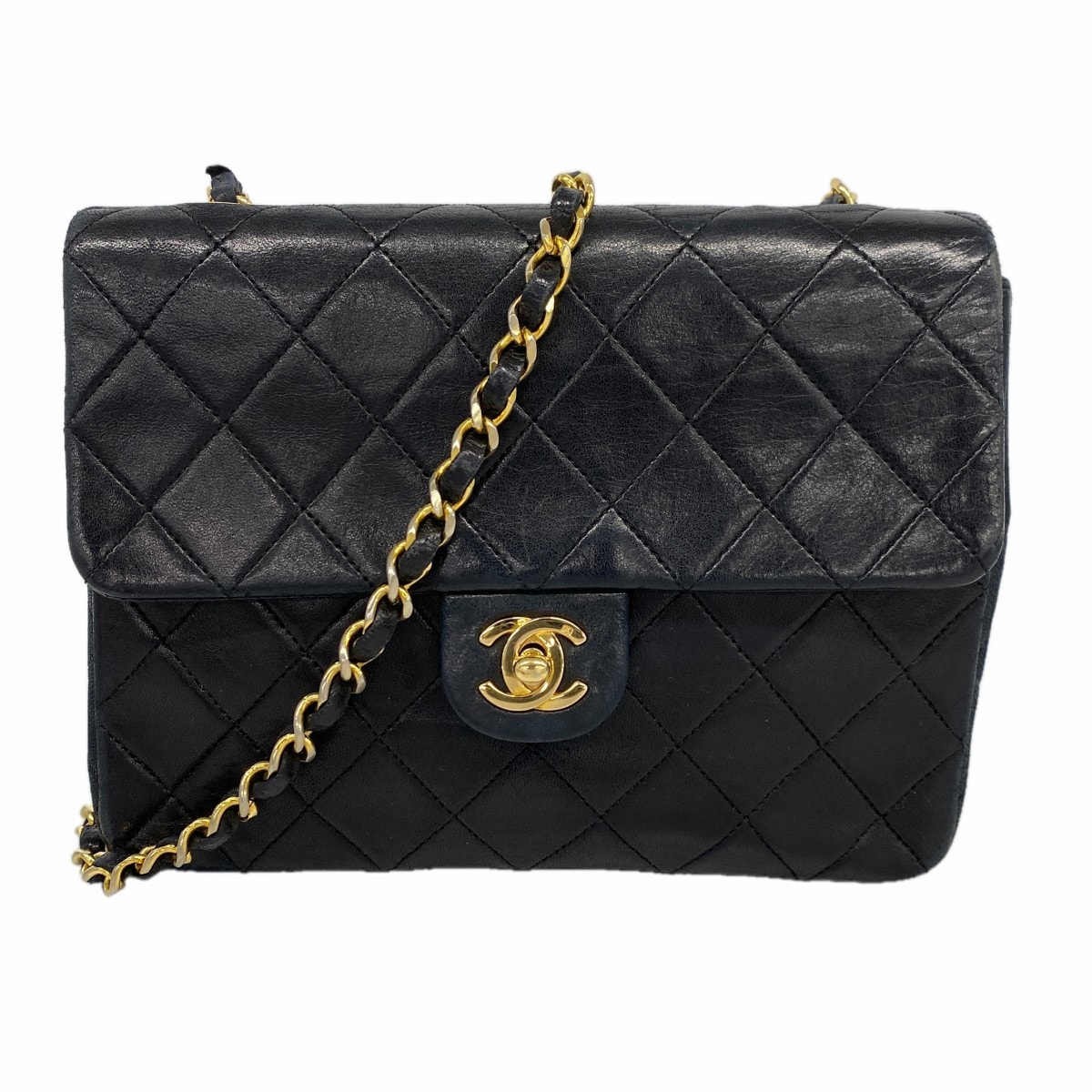 【6dc2495】シャネル ショルダーバッグ ミニマトラッセ チェーンショルダー ラムスキン ブラック ゴールド金具【中古】レディース