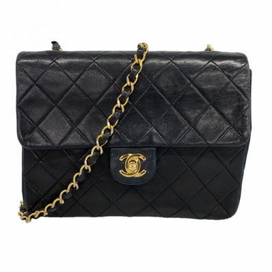 【6dc2495】シャネル ショルダーバッグ ミニマトラッセ チェーンショルダー ラムスキン ブラック ゴールド金具【中古】レディース