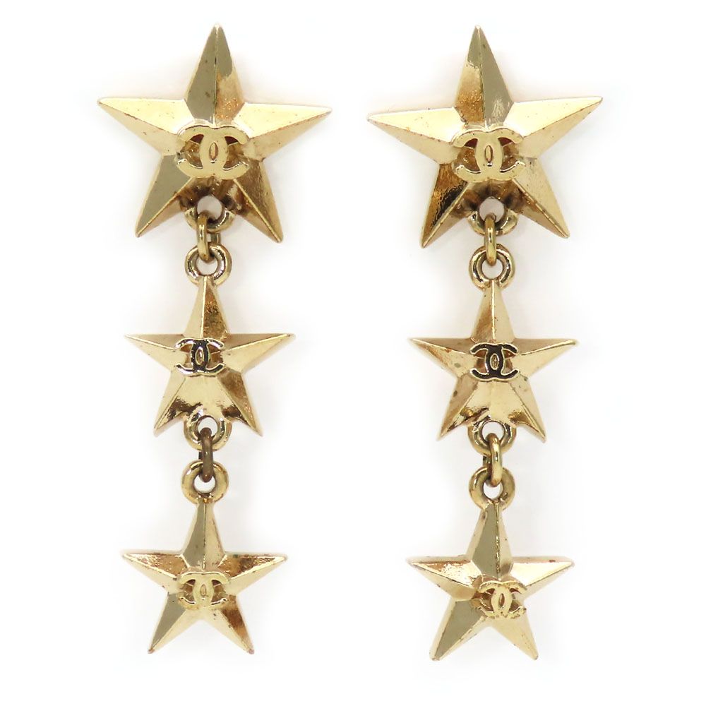 【中古】 シャネル ピアス トリプルスター ココマーク メタル ゴールド アクセサリー メッキ 3連 A17C レディース 女性 CHANEL