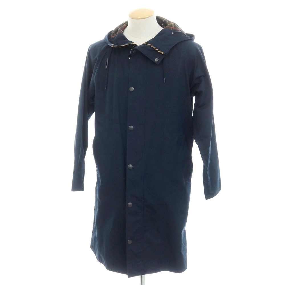 【中古】バーブァー Barbour ポリエステルコットン フーデッドコート ネイビー【サイズ36】【メンズ】