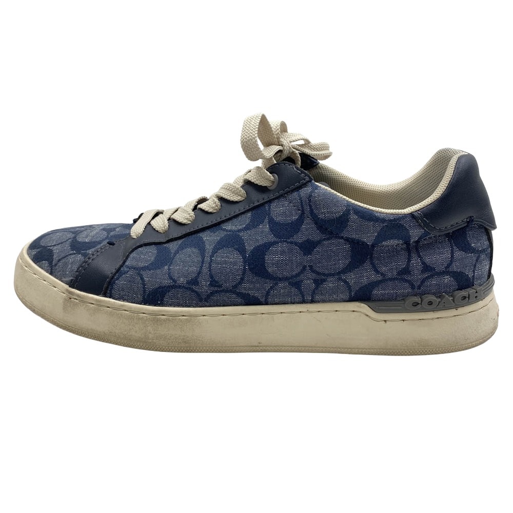 COACH コーチ スニーカー C8808 シグネチャー デニム クリップ ローカットスニーカー インディゴブルー系 41【中古】