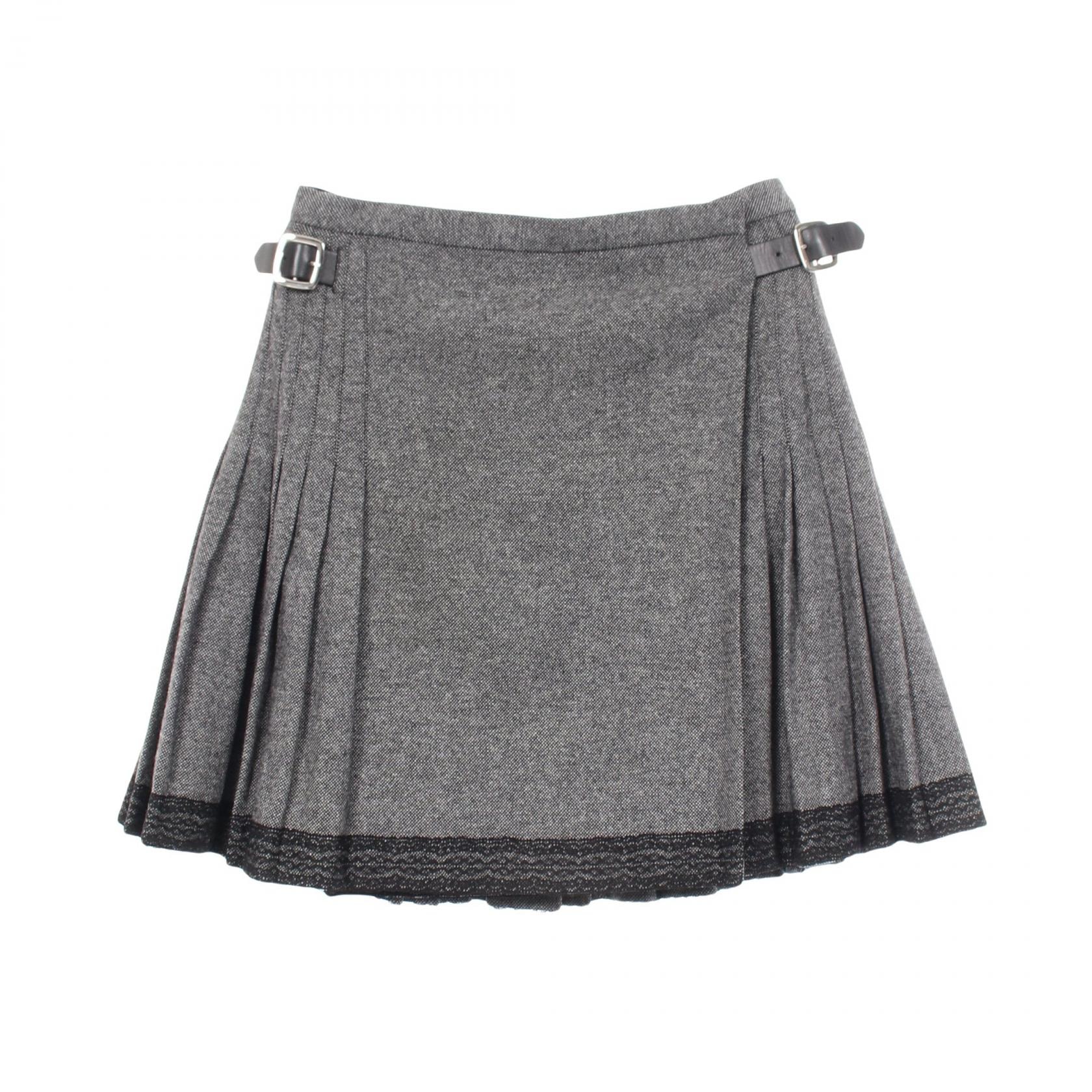 ディオール Dior プリーツ スカート 衣料品 ボトムス ウール レディース グレー系 / ブラック系 1A21308M1160 【中古】