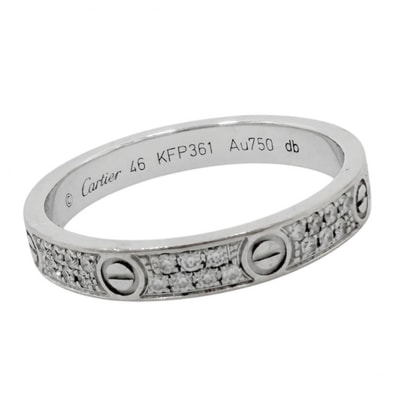 CARTIER カルティエ 指輪 ミニラブリング パヴェ ジュエリー アクセサリー LOVE 18金WG Au750 46サイズ K18ホワイトゴールド ダイヤモンド 約6号 B4218200 レディース 約2.0g【中古品】