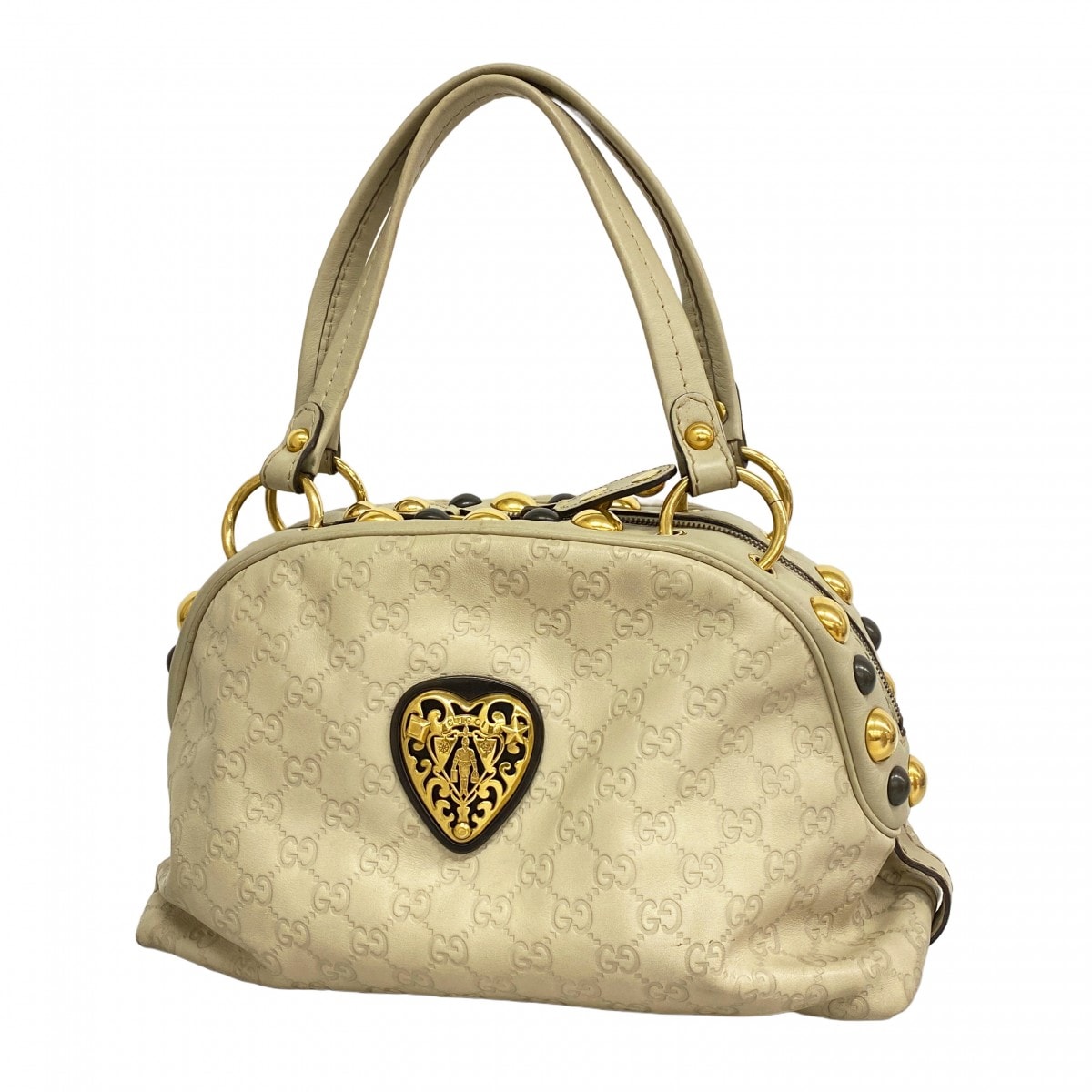 【6dc3088-k】グッチ ハンドバッグ グッチシマ 209600 レザー ベージュ ゴールド金具【中古】レディース