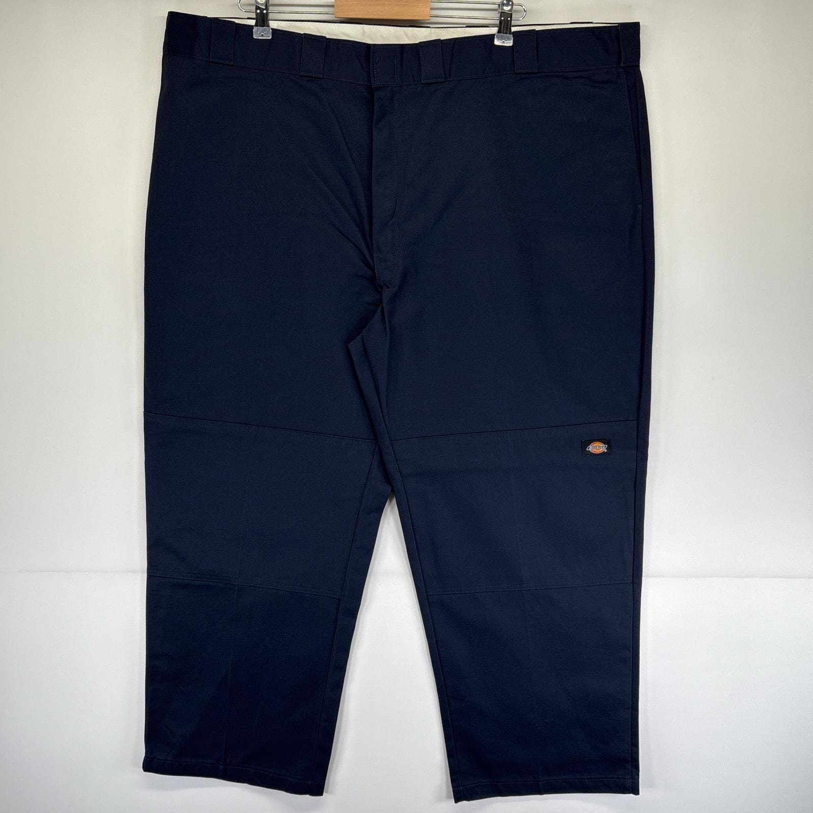 古着 ディッキーズ Dickies ワークパンツ ダブルニー ルーズフィット ジッパーフライ ワンポイントロゴ w48 L30  ネイビー メンズ