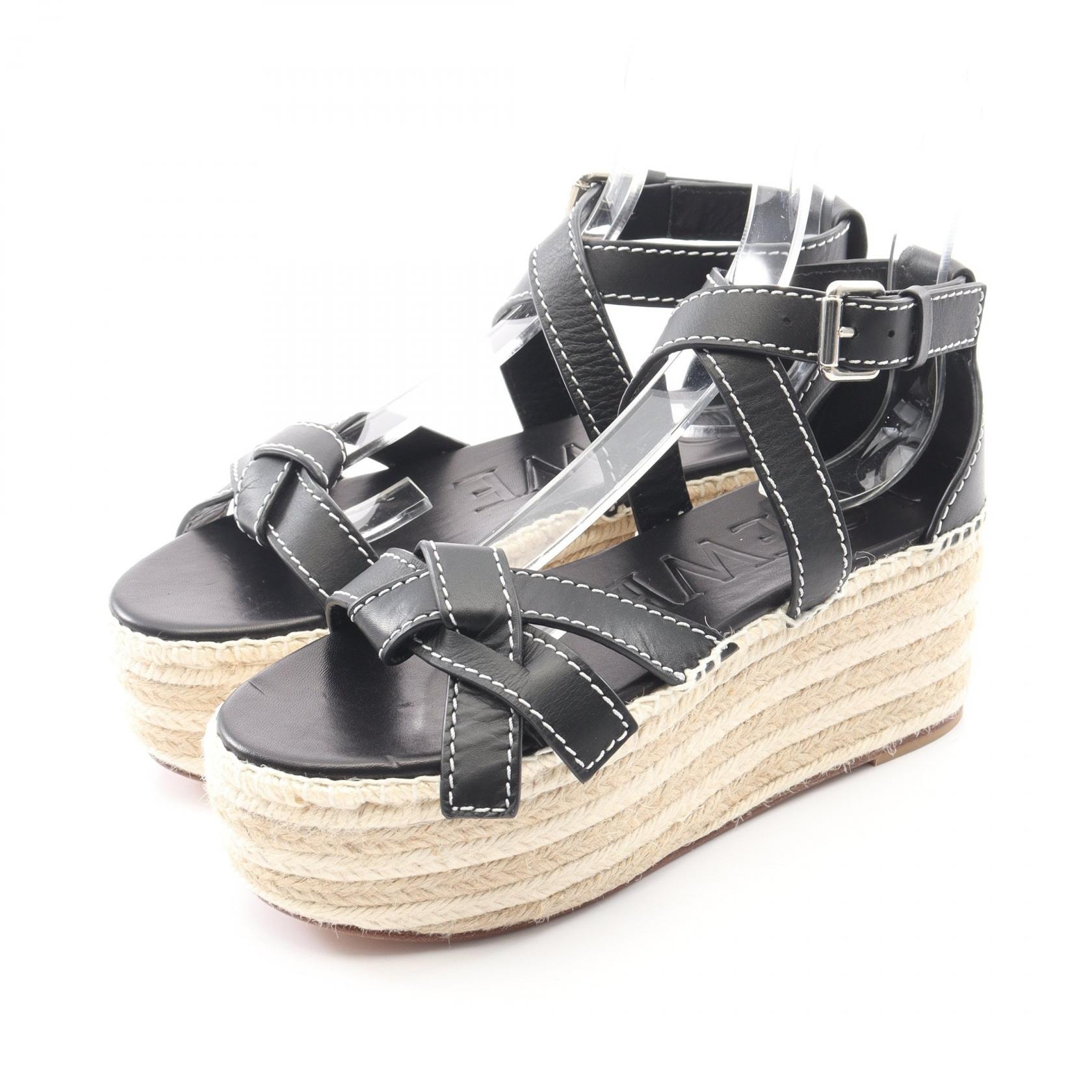 ロエベ LOEWE ゲート サンダル 靴 レザー レディース ブラック系 【中古】