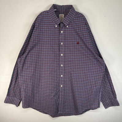 古着 ブルックスブラザーズ Brooks Brothers 長袖シャツ ロゴ 刺繍 チェック 346 XL ブルー系 マルチカラー メンズ