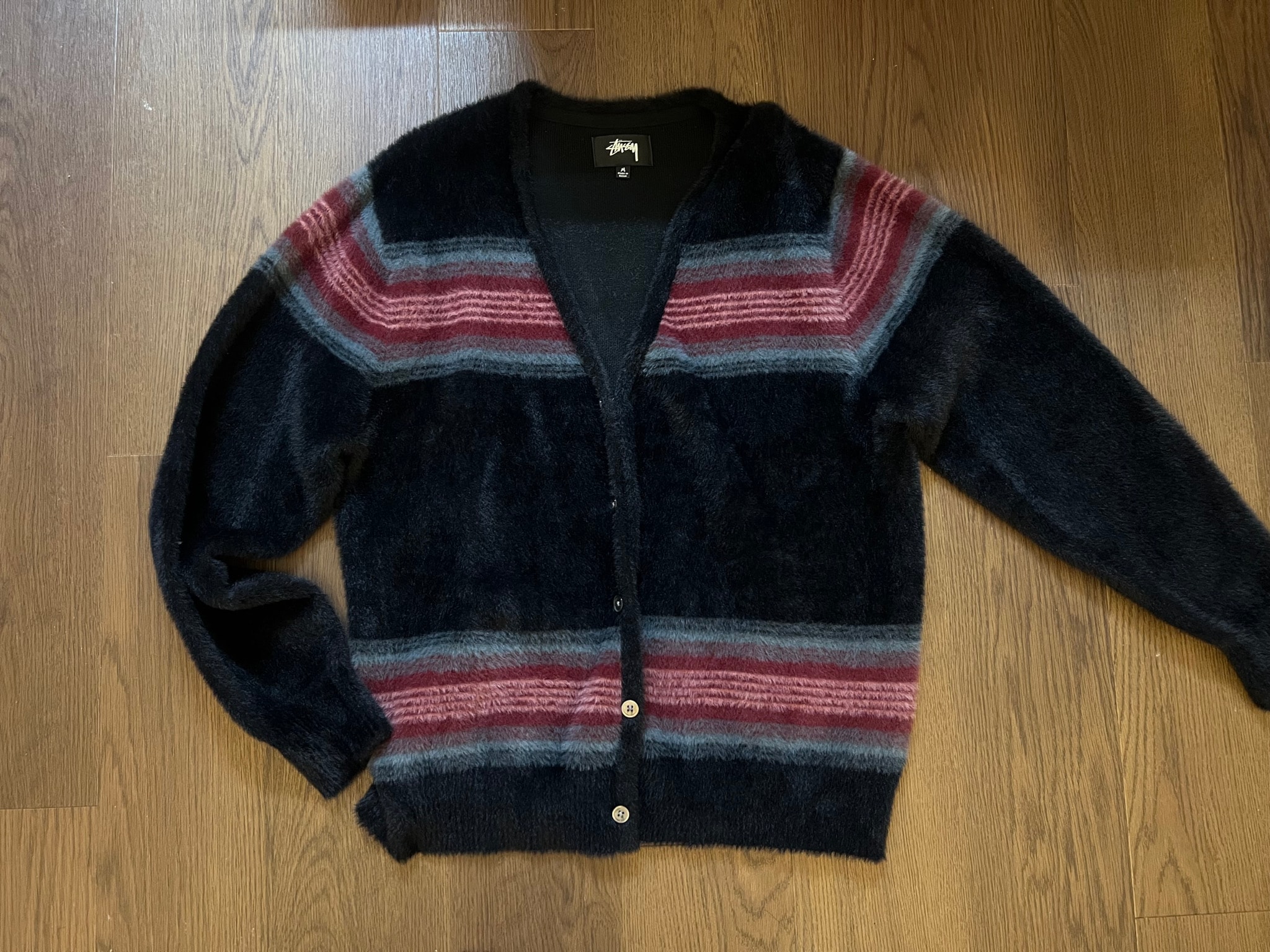 Stussy Stripe Shaggy Cardigan "Black"