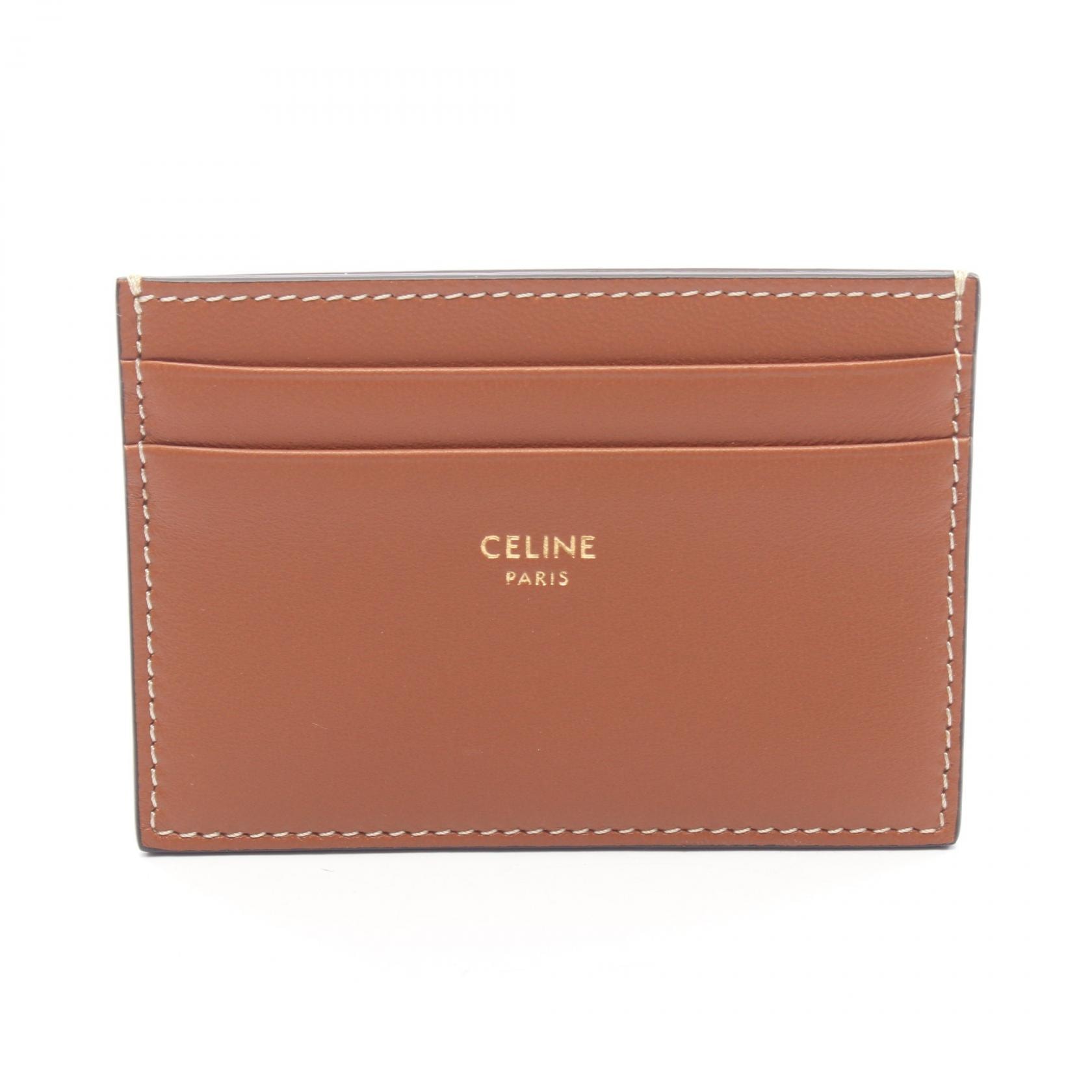 セリーヌ CELINE カードケース アクセサリー レザー レディース ブラウン系 【中古】