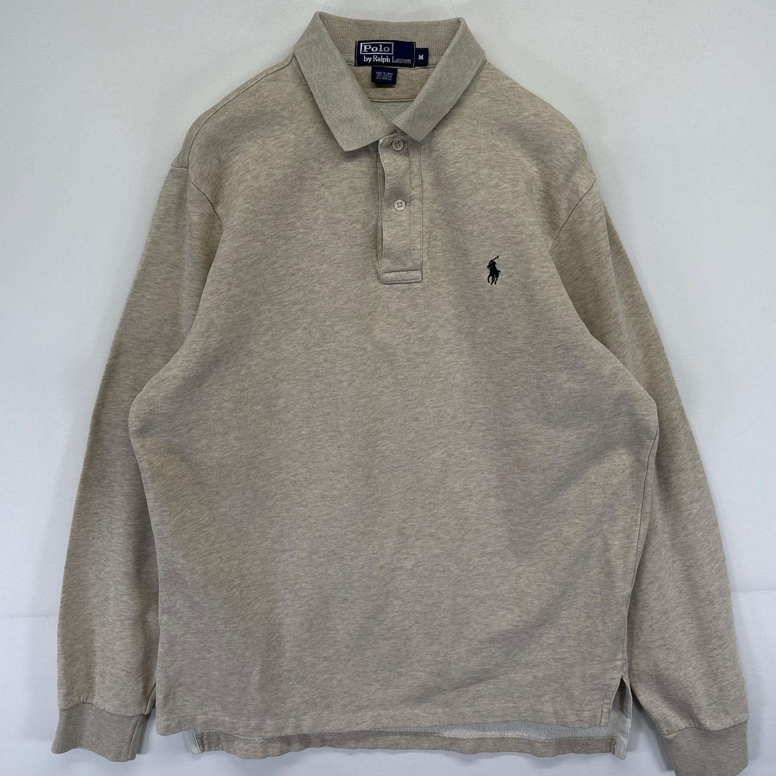 古着 90's/90年代 ポロバイラルフローレン Polo by Ralph Lauren スウェット ハーフボタン ワンポイントロゴ M グレー系 メンズ