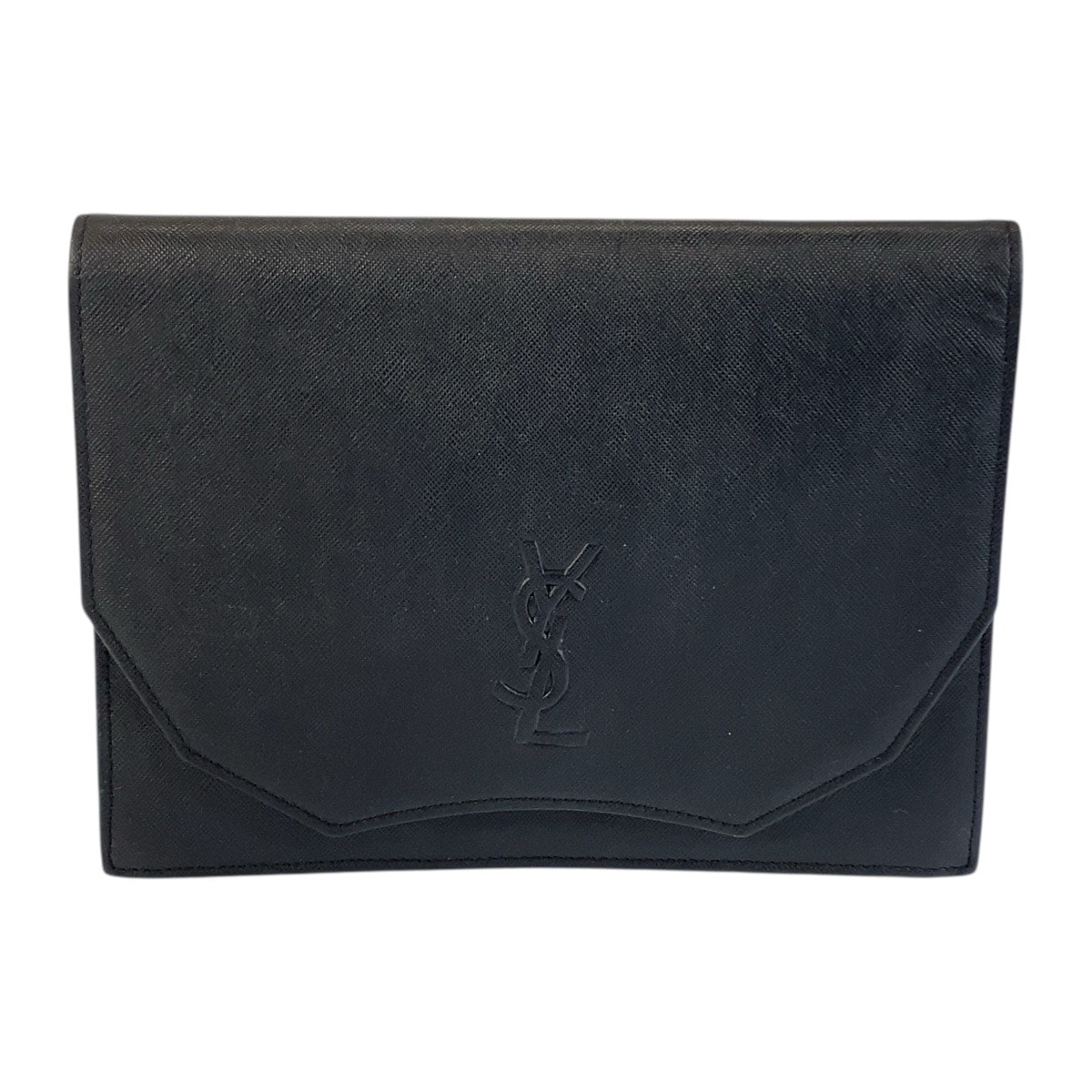 美品 YVES SAINT LAURENT イヴ サンローラン ヴィンテージ YSL ブラック 黒 ゴールド金具 レザー クラッチバッグ セカンドバッグ 600643 【中古】