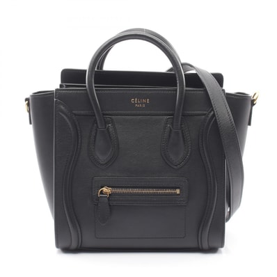 セリーヌ CELINE ラゲージ ナノショッパー 2WAY ハンドバッグ バッグ レザー レディース ブラック系 【中古】