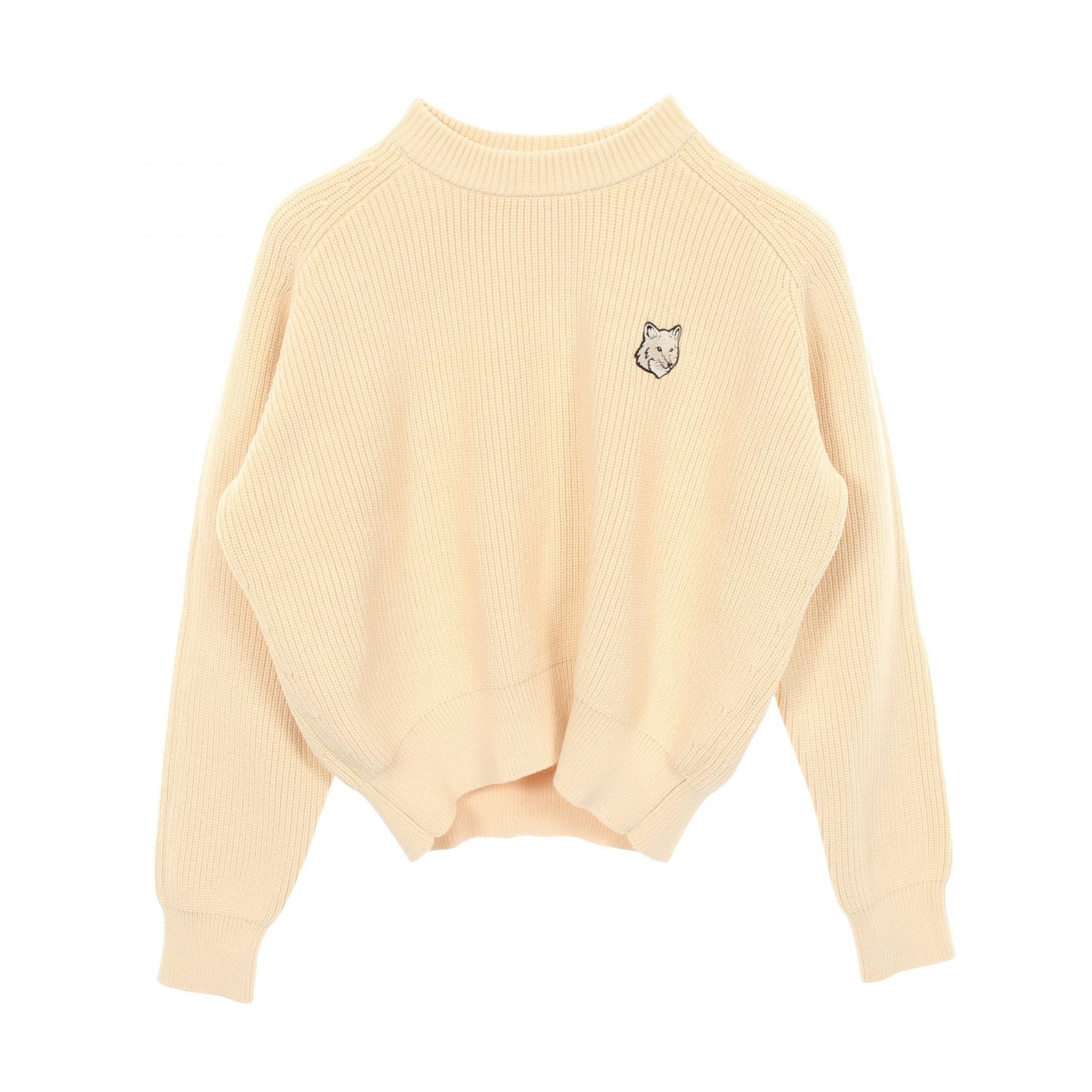 メゾンキツネ MAISON KITSUNE フォックスヘッド ニット 衣料品 トップス コットン レディース アイボリー系 【中古】
