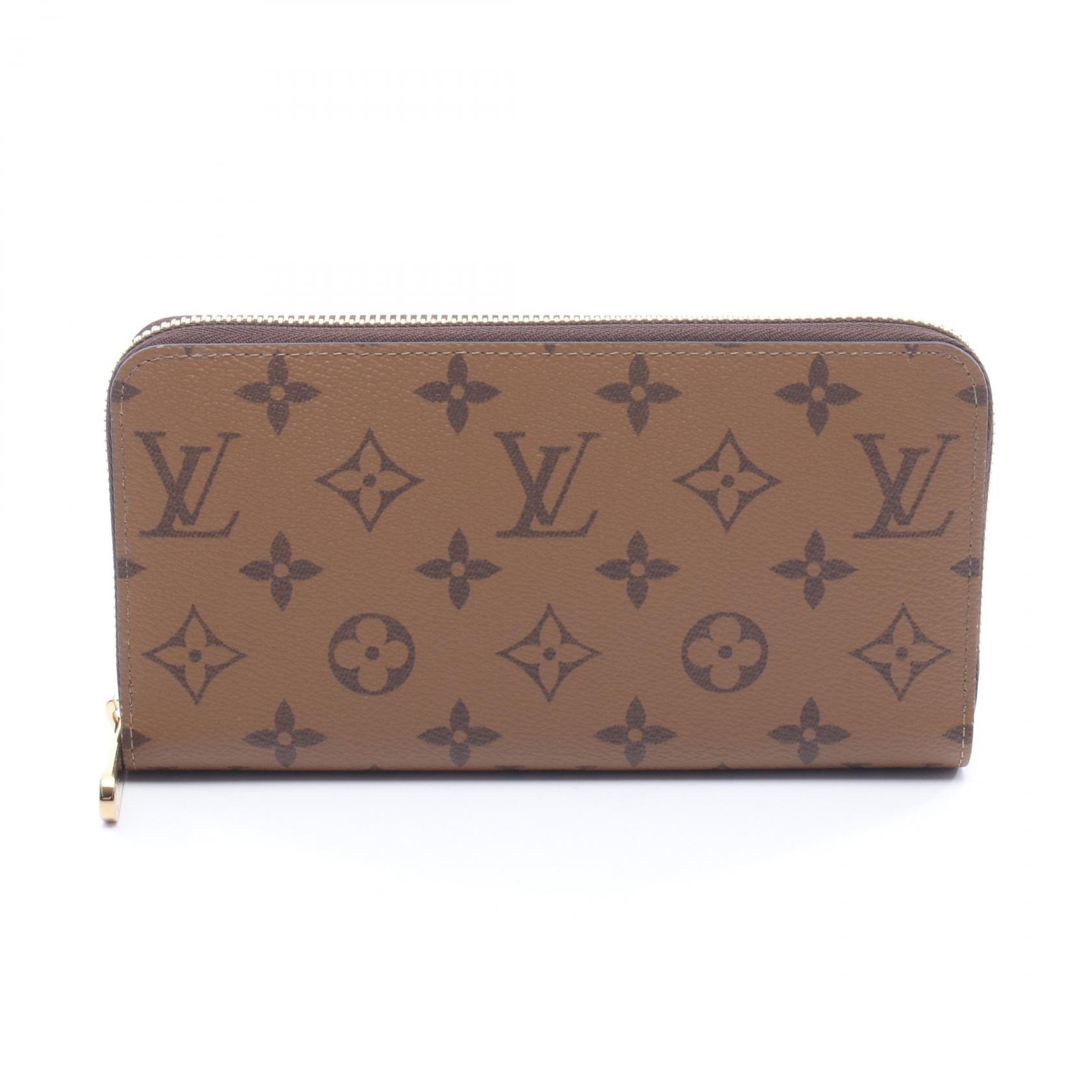 ルイ・ヴィトン LOUIS VUITTON ジッピーウォレット ラウンド長財布 財布 PVCコーティングキャンバス モノグラム・リバース レディース ブラウン系 M82444 【中古】