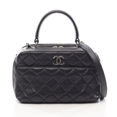 シャネル CHANEL マトラッセ ボーリングバッグ アンティークシルバー金具 2WAY ショルダーバッグ バッグ ラムスキン(羊革) レディース ブラック系 A92238 【中古】