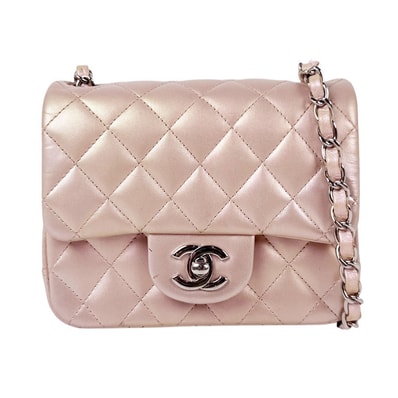 シャネル CHANEL ショルダーバッグ レザー メタリックピンク シルバー レディース【中古】 z11134