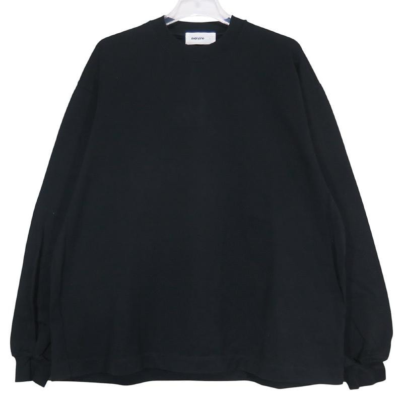 everyone エブリワン COTTON LONG SLEEVE T-SHIRT EV23-CS05 コットン ロングスリーブ Tシャツ ブラック ロンT カットソー 長袖 無地 サイズL