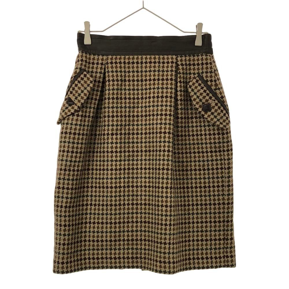 Christian Dior SPORTS クリスチャンディオールスポーツ ウール 総柄 ミディ丈 タイトスカート ベージュ系 バックジップ