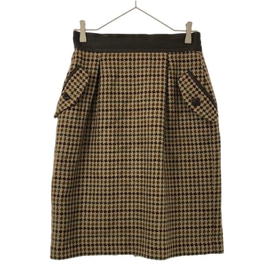 Christian Dior SPORTS クリスチャンディオールスポーツ ウール 総柄 ミディ丈 タイトスカート ベージュ系 バックジップ