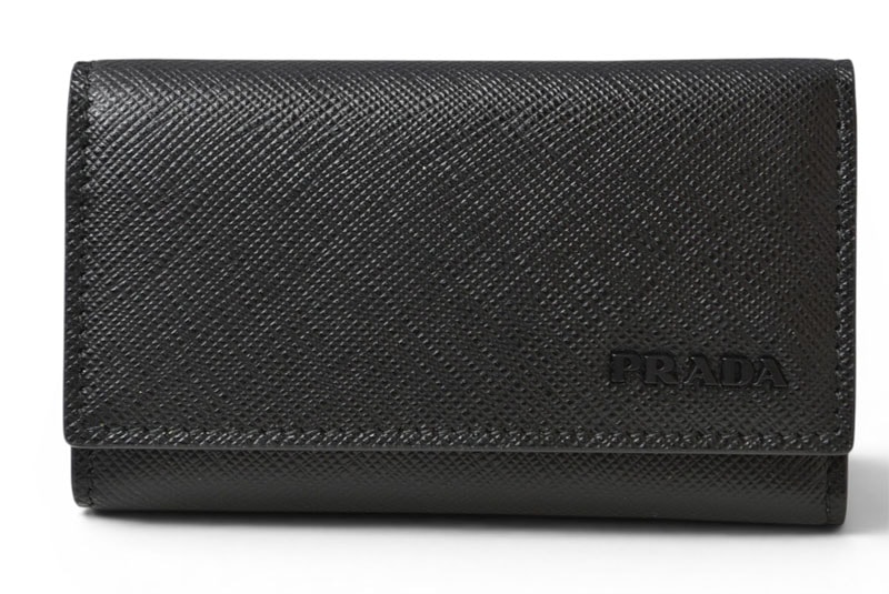 プラダ 未使用 キーケース/キーホルダー PRADA 2PG222 6連 レザー ブラック/グレー ガンメタル【中古】