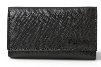 プラダ 未使用 キーケース/キーホルダー PRADA 2PG222 6連 レザー ブラック/グレー ガンメタル【中古】