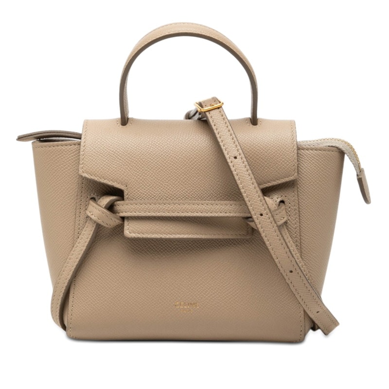 セリーヌ ベルトバッグ ピコ ハンドバッグ ショルダーバッグ 2WAY ベージュ レザー レディース CELINE 【中古】