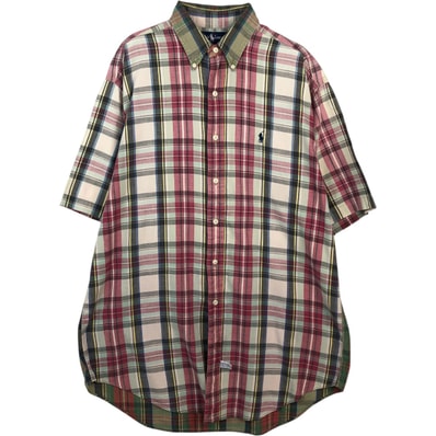 古着 ラルフローレン Ralph Lauren マドラスチェック 半袖 ボタンダウン チェックシャツ メンズM相当/eaa641159