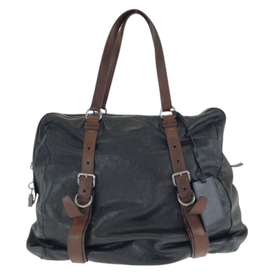 美品 PRADA プラダ ブラック 黒 シルバー金具 レザー トートバッグ ショルダーバッグ トラベルバッグ 602449 【中古】