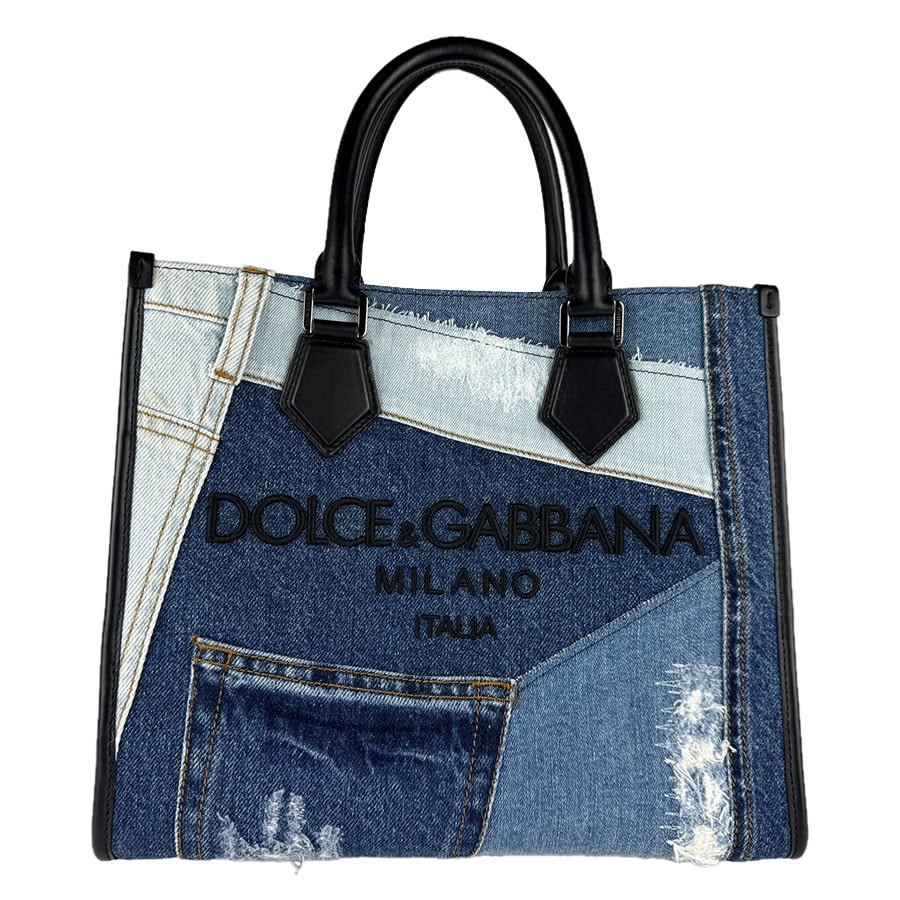 ドルチェアンドガッバーナ DOLCE&GABBANA ハンドバッグ ショルダーバッグ デニム/レザー ブルー/ブラック レディース【中古】 z9169