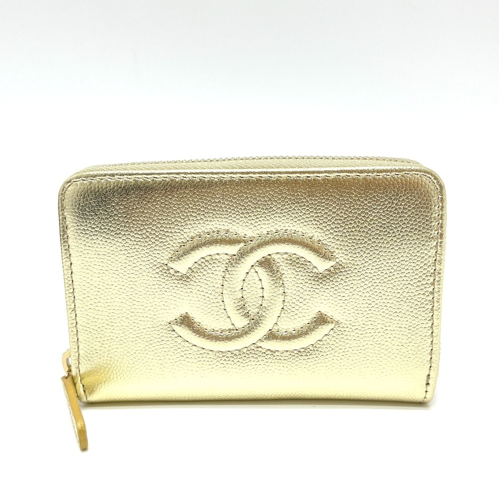 シャネル CHANEL ココマーク メティエダール AP4658 カードケース ミニ財布 財布 ウォレット コインケース キャビアスキン ゴールド 未使用