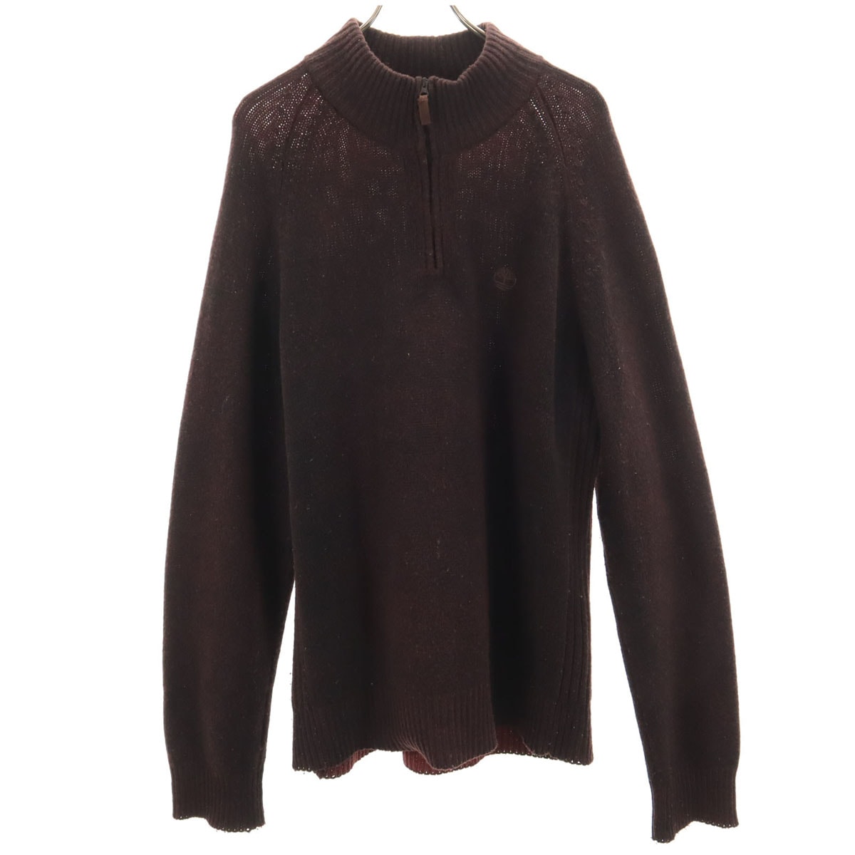 Timberland ティンバーランド 長袖 ハーフジップ ニット XXL ブラウン セーター ビッグサイズ